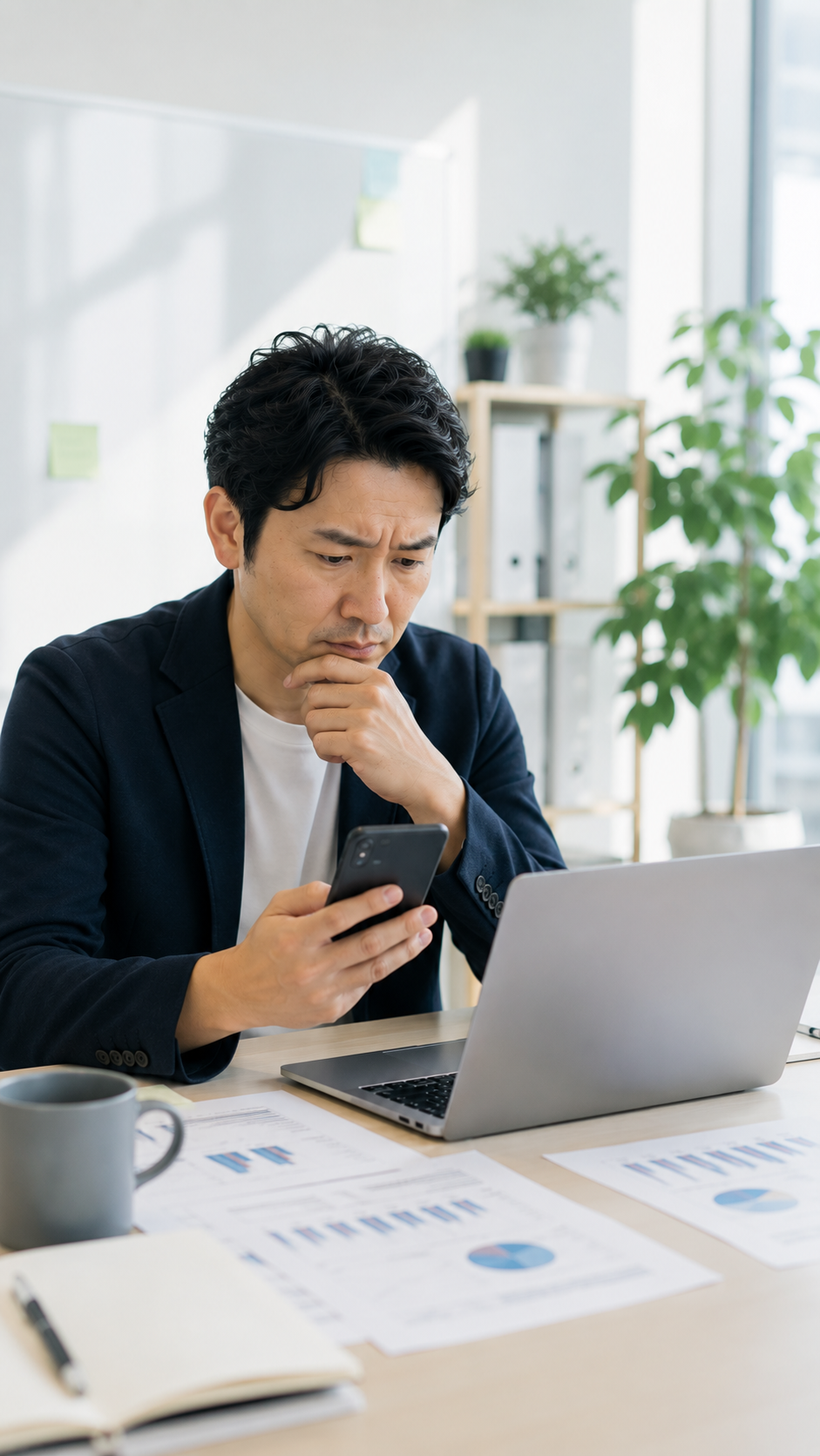 スマホでAI社員に依頼するイメージ